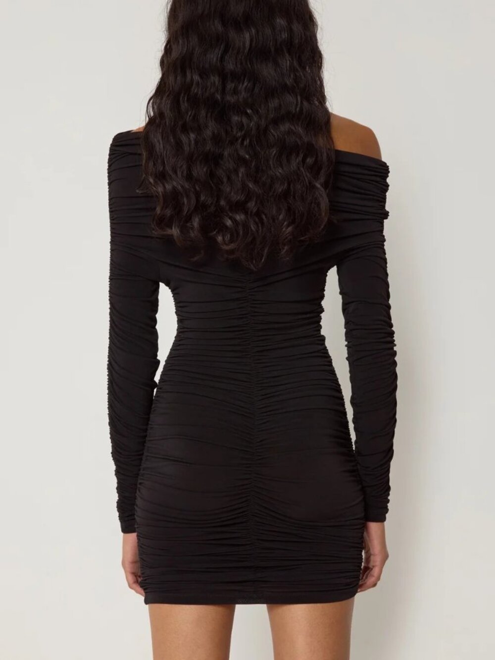 Khy Long Sleeve Ruched Mini Dress Black Size M